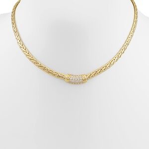 CZ Charm & Solid Cable Chain Necklace